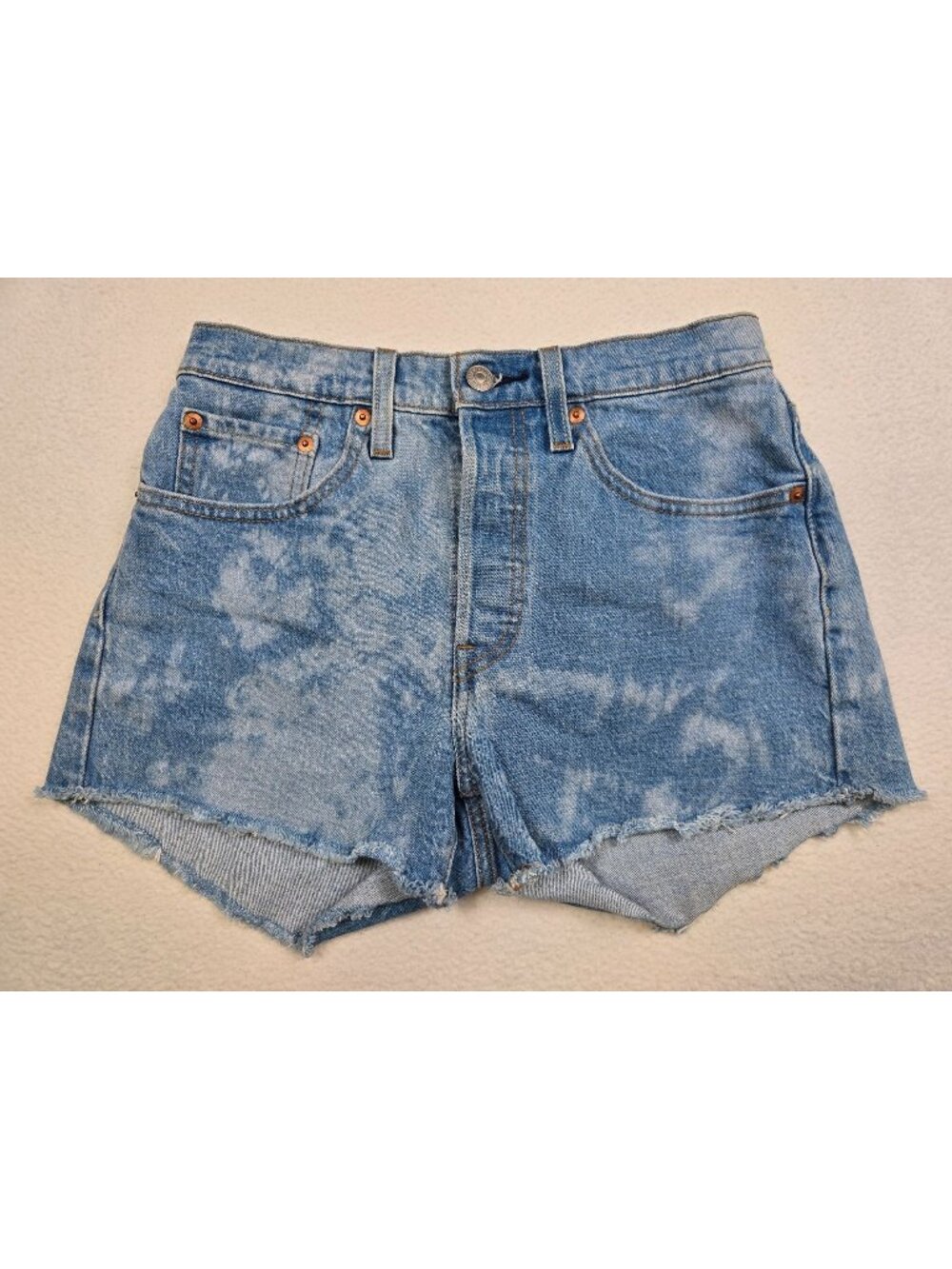 Levis Womens 501 Button-Fly Denim Shorts W26 Blue Tie-Dye
